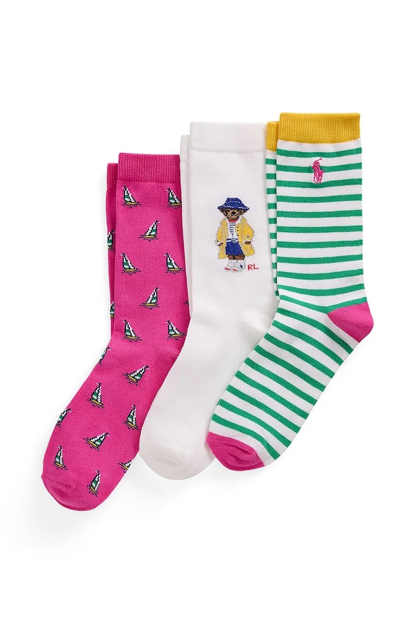 Detské ponožky Polo Ralph Lauren 3-pak ružová farba, 448969097001