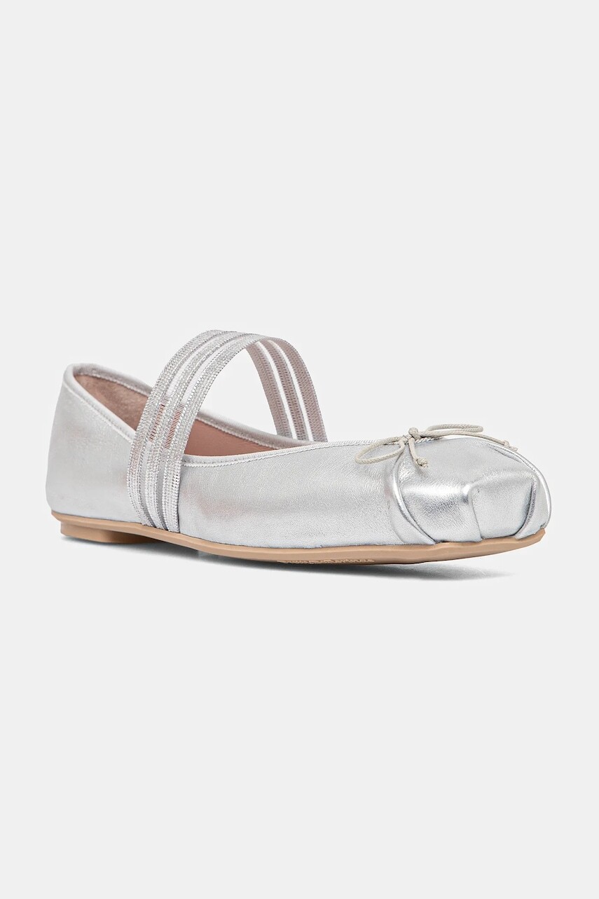 Kožené balerínky Pretty Ballerinas Kristen strieborná farba, 52198_A