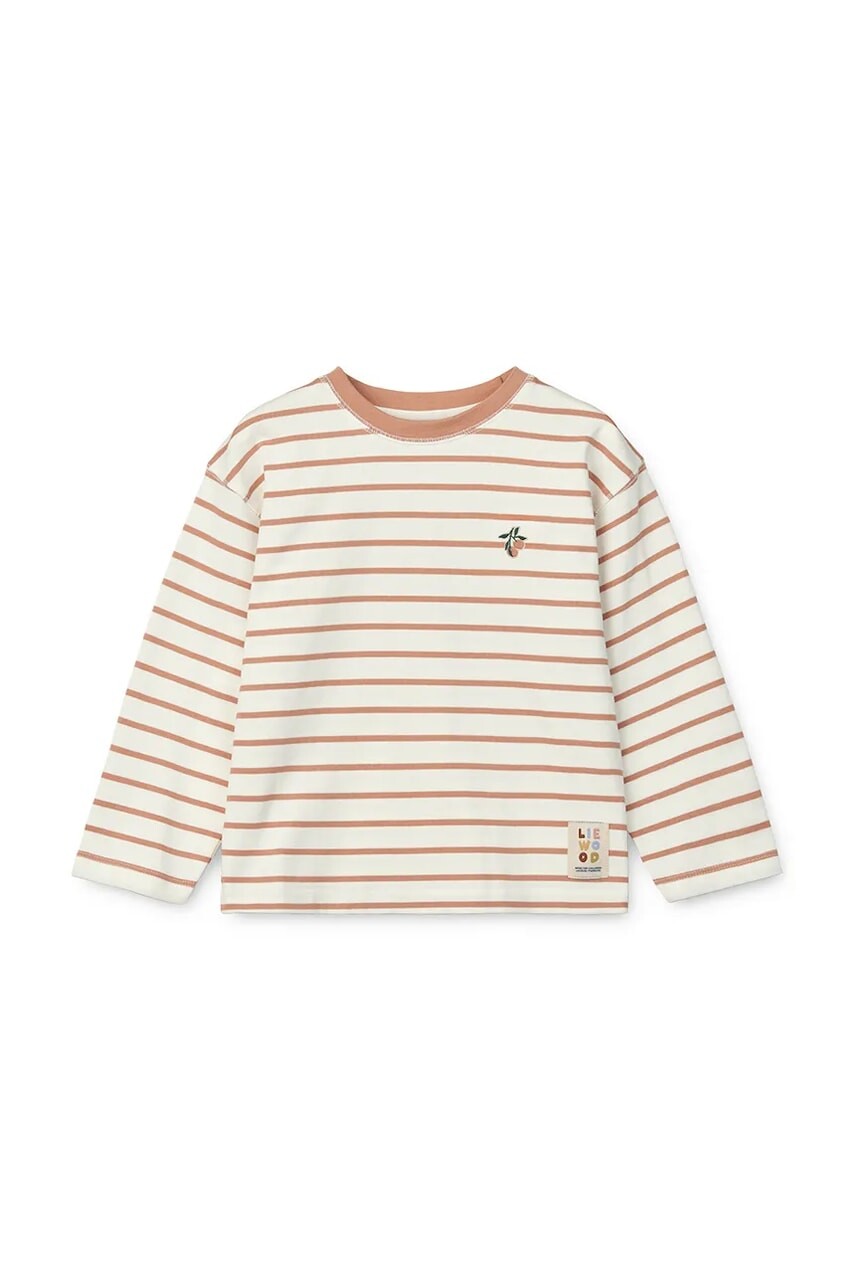 Detská bavlnená košeľa s dlhým rukávom Liewood Tyler Stripe Longsleeve T-shirt oranžová farba, vzorovaný, LW19811