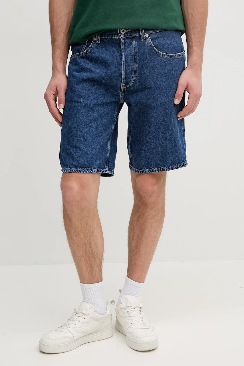 Rifľové krátke nohavice Pepe Jeans LOOSE SHORT pánske, tmavomodrá farba, PM801176IC9