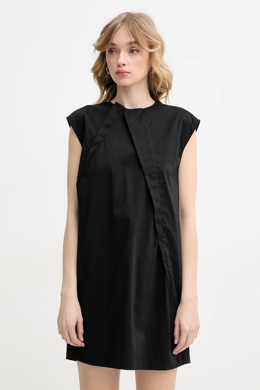 Šaty MM6 Maison Margiela čierna farba, mini, rovný strih, S52DA0066.M35043