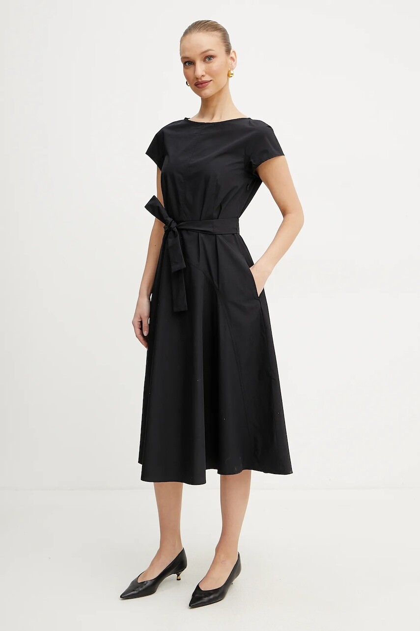 Bavlnené šaty Weekend Max Mara čierna farba, mini, áčkový strih, 2515221142600