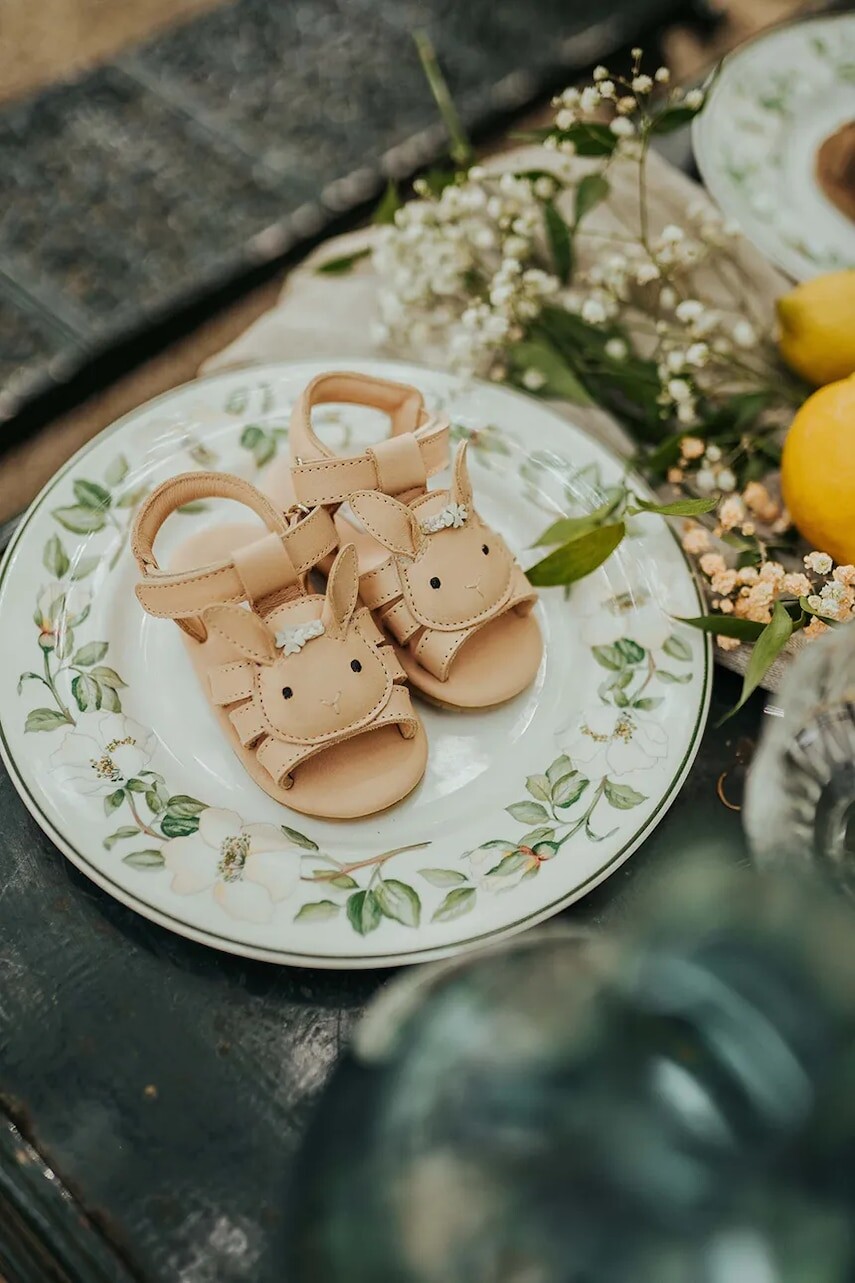 Detské kožené sandále Donsje Stelloux Sandals Bride béžová farba, 1041301