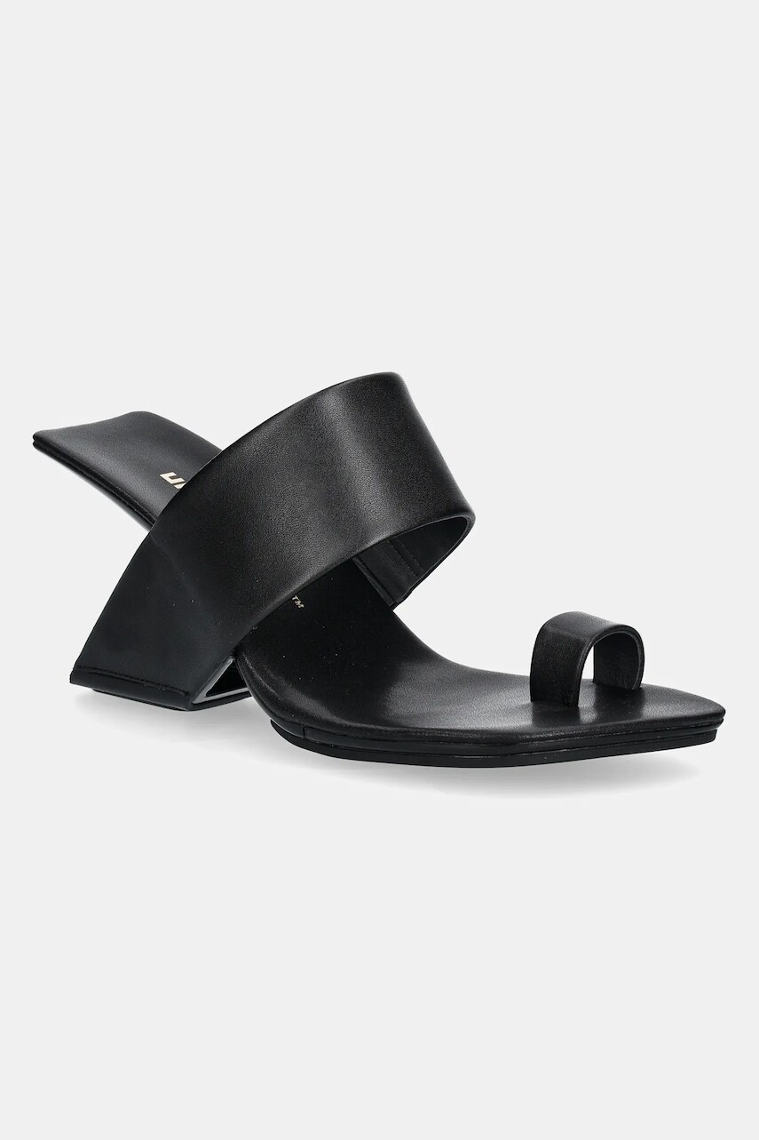 Kožené šľapky United Nude Loop Toe Hi dámske, čierna farba, na podpätku, 1072201162
