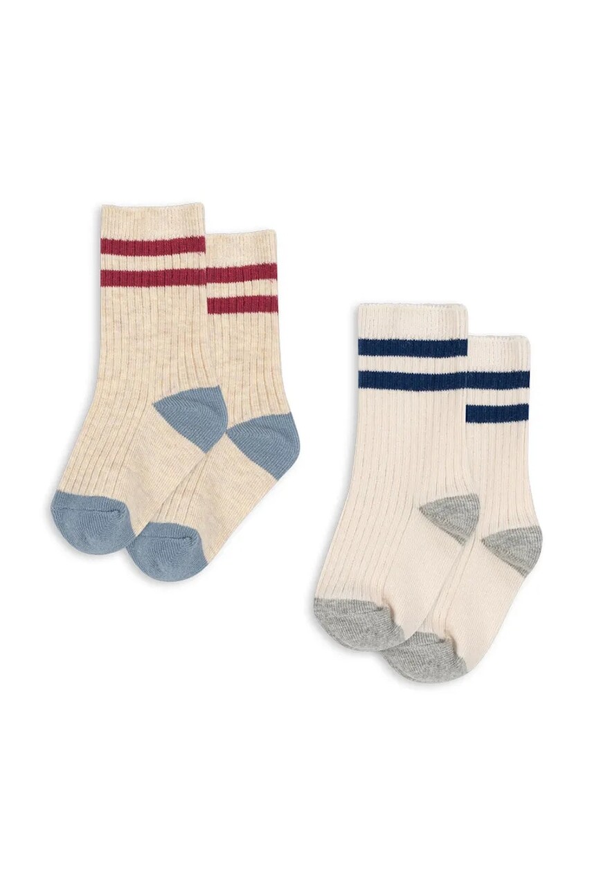Detské ponožky Konges Sløjd 2 PACK RIB SOCKS 2-pak béžová farba, KS103291