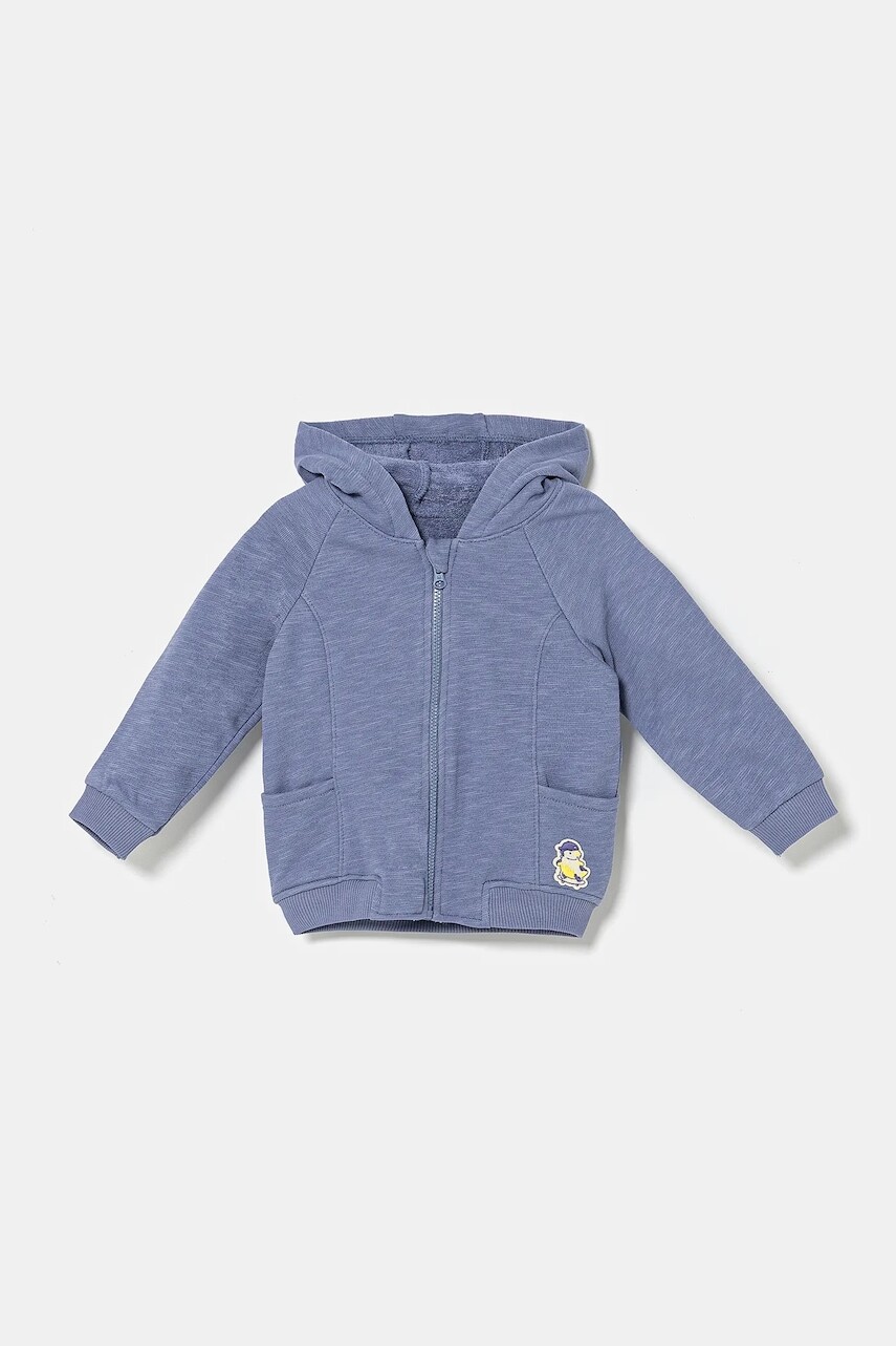 Detská mikina United Colors of Benetton fialová farba, s kapucňou, jednofarebná, 3Z4JA501K