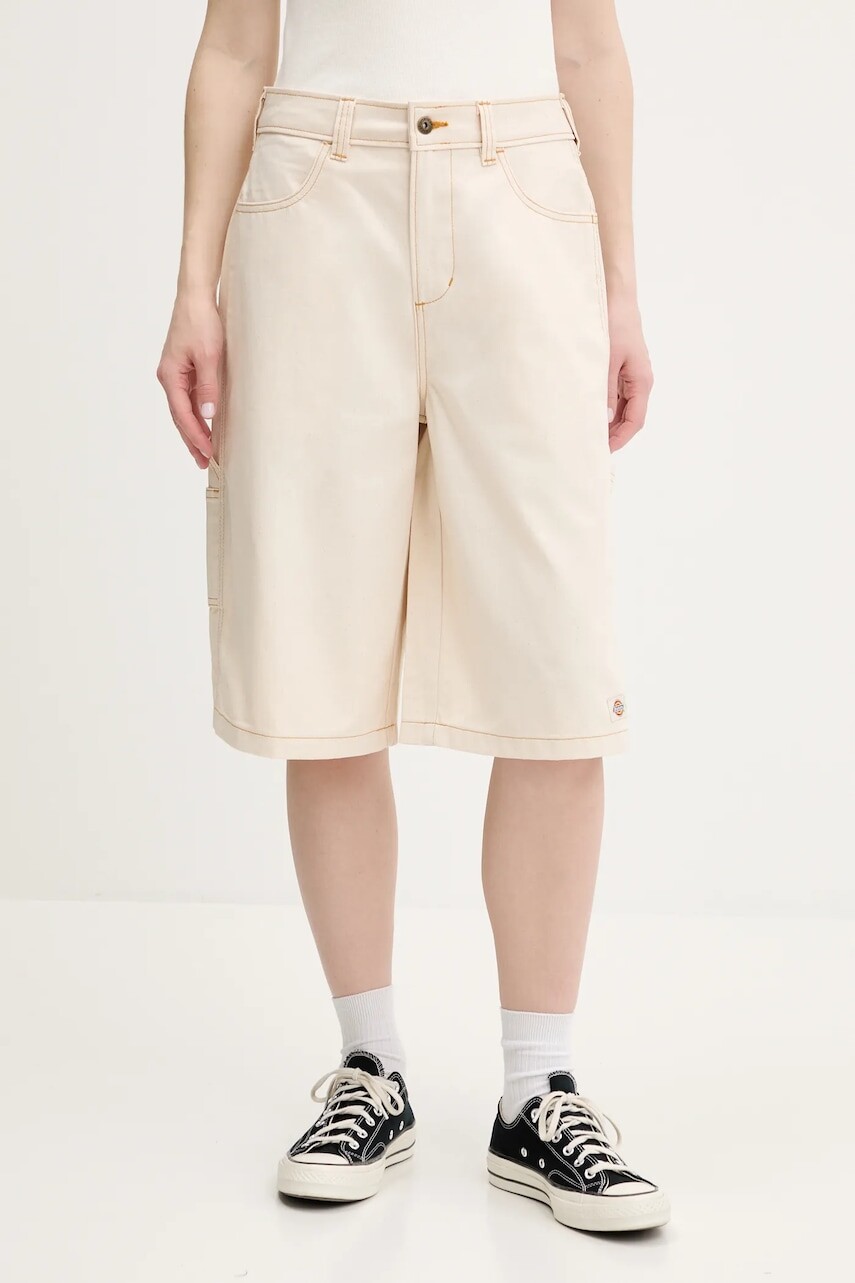Bavlnené šortky Dickies béžová farba, jednofarebná, vysoký pás, DK0A4Z85F901