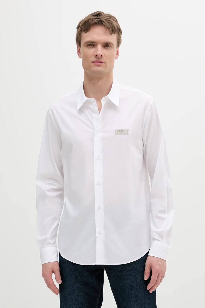 Bavlnená košeľa Versace Jeans Couture biela farba, regular, s klasickým golierom, 78GALYR1 CN002