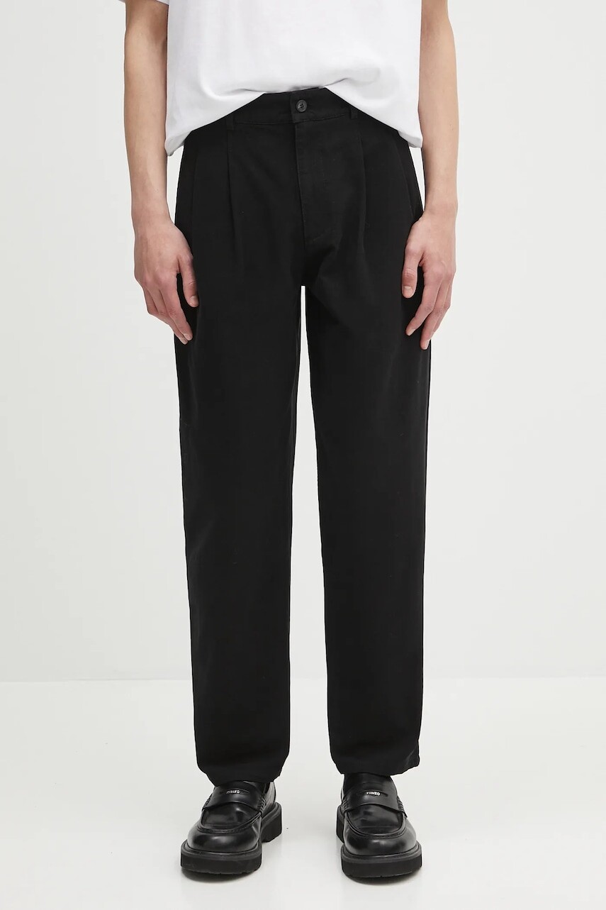 Bavlnené nohavice A.P.C. pantalon willow čierna farba, rovný strih, COGBJ.F08486