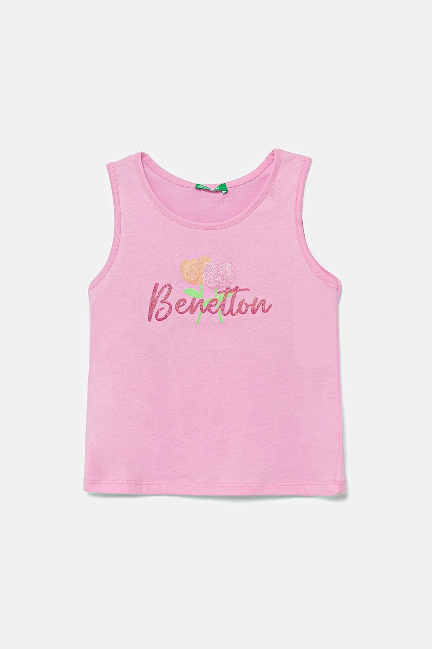 Detský bavlnený top United Colors of Benetton ružová farba, 3I1XGH012
