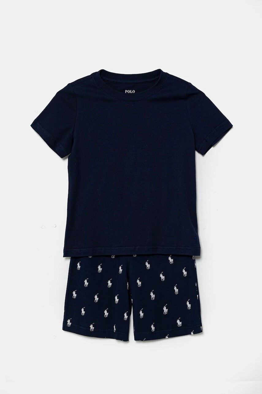 Detské bavlnené pyžamo Polo Ralph Lauren tmavomodrá farba, vzorované, 8P0250