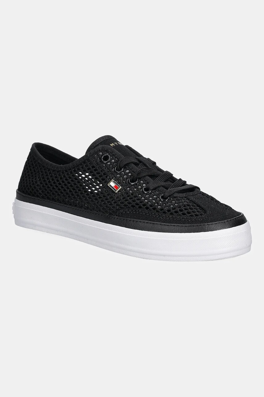Tenisky Tommy Hilfiger TH OPEN MESH VULC SNEAKER čierna farba, FW0FW08684