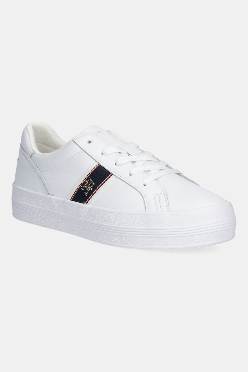 Kožené tenisky Tommy Hilfiger VULC WEBBING SNEAKER biela farba, FW0FW08903