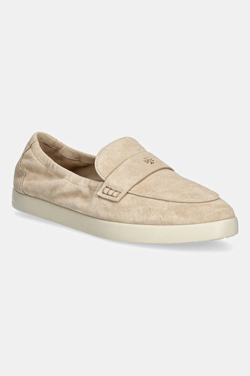 Semišové mokasíny Tory Burch Ballet Sport Loafer béžová farba, na plochom podpätku, 158073-250