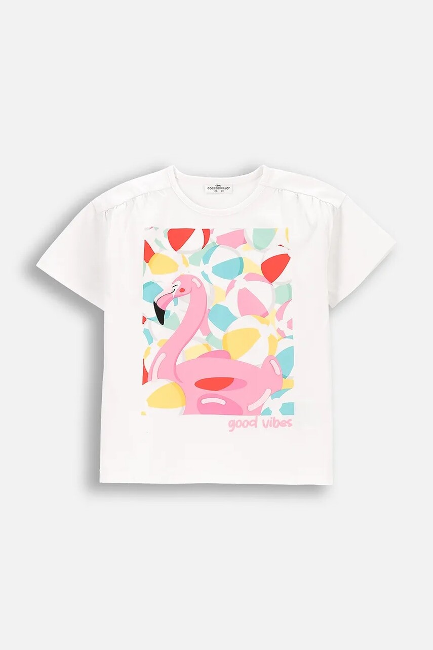 Tričko Coccodrillo biela farba, HOLIDAY SPLASH GIRL KIDS