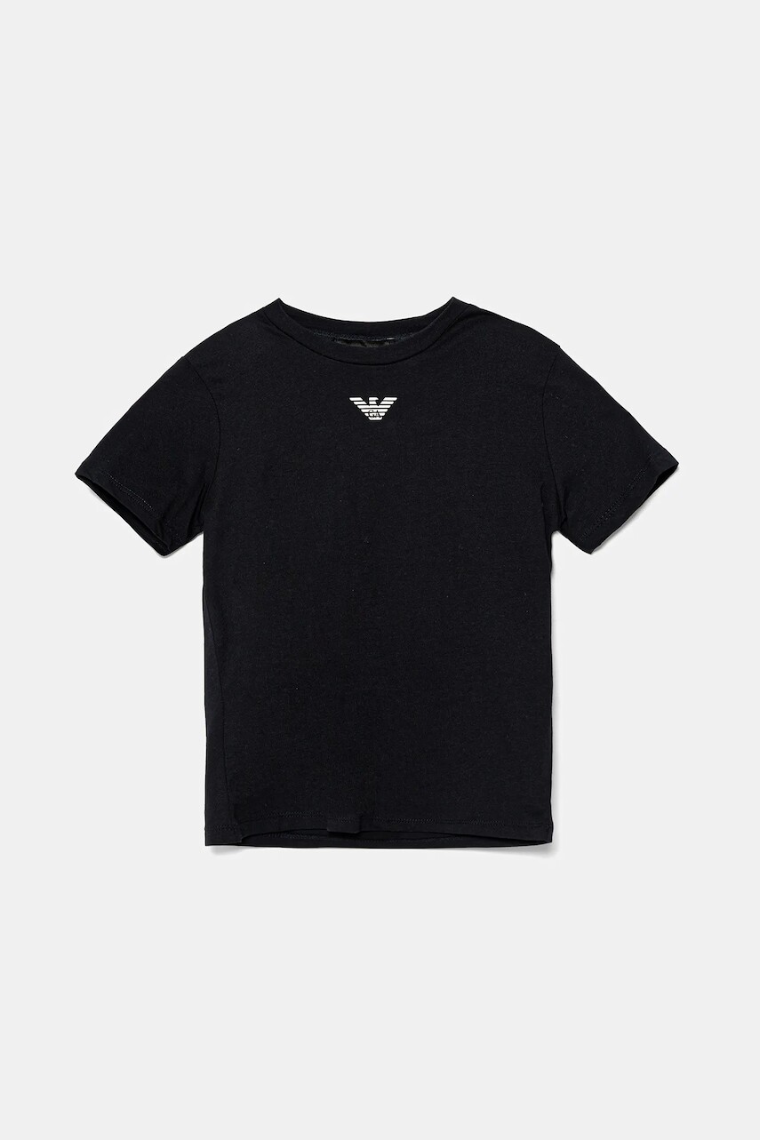 Detské bavlnené tričko Emporio Armani tmavomodrá farba, s potlačou, EB000421 AF15013