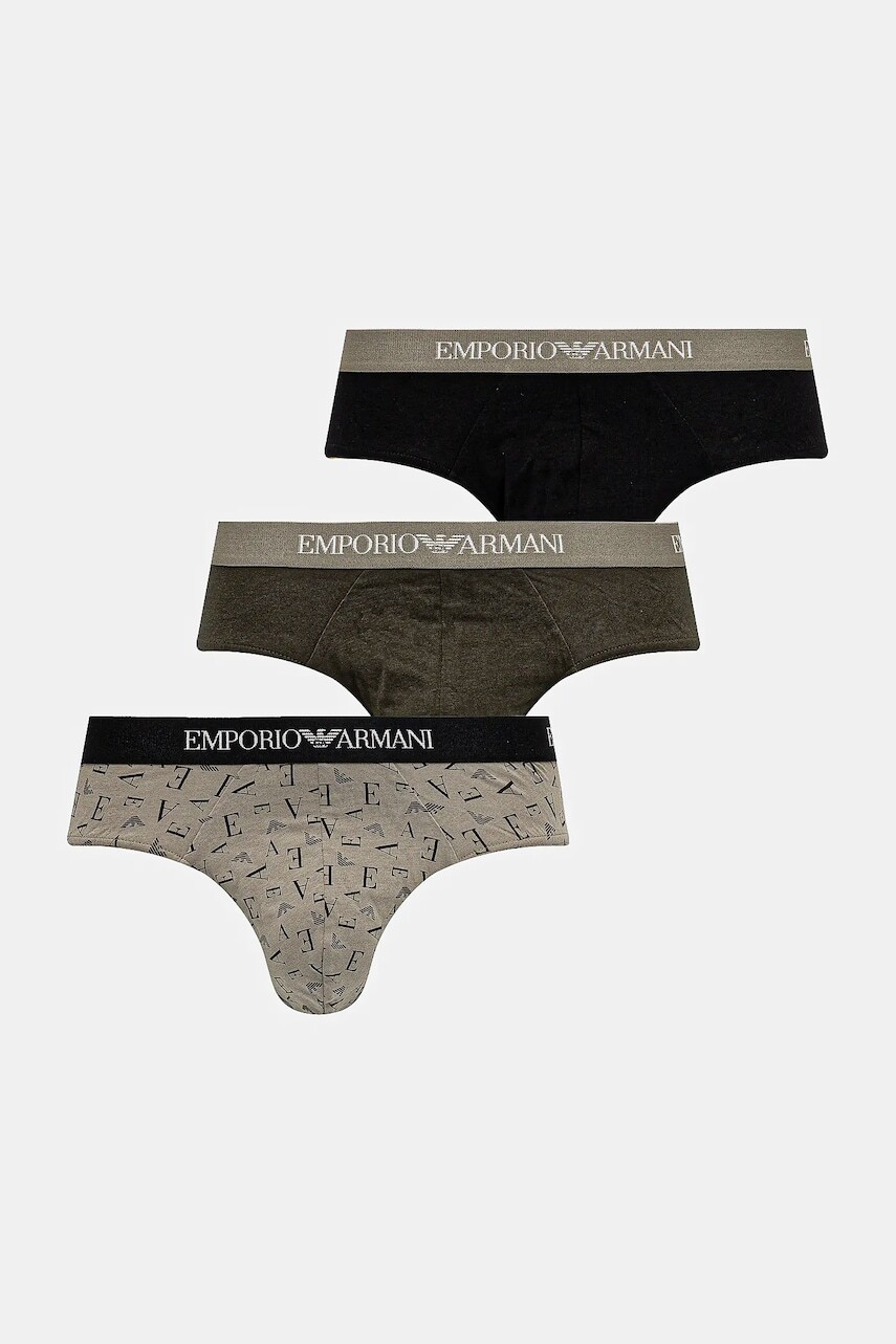 Bavlnené slipy Emporio Armani Underwear 3-pak zelená farba, EM000256 AF10800