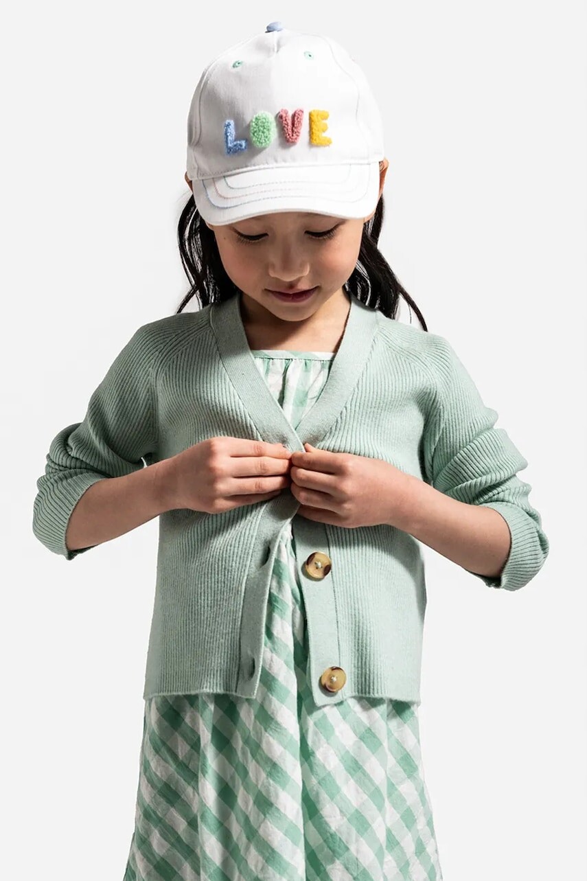 Detská bavlnená šiltovka Coccodrillo biela farba, s nášivkou, ACCESSORIES SUMMER GIRL