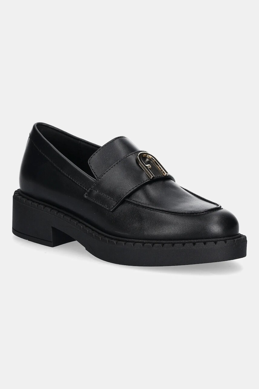 Kožené mokasíny Furla New Legacy Loafer čierna farba, na platforme, YJ81FNL WU0000 O6000