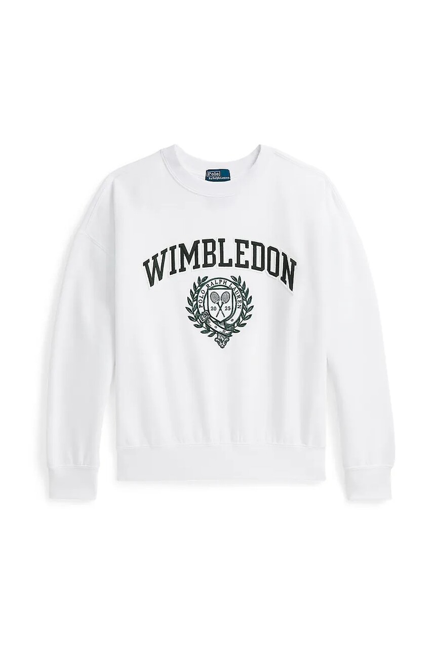 Detská mikina Polo Ralph Lauren Wimbledon Collection biela farba, s potlačou, 313970400001