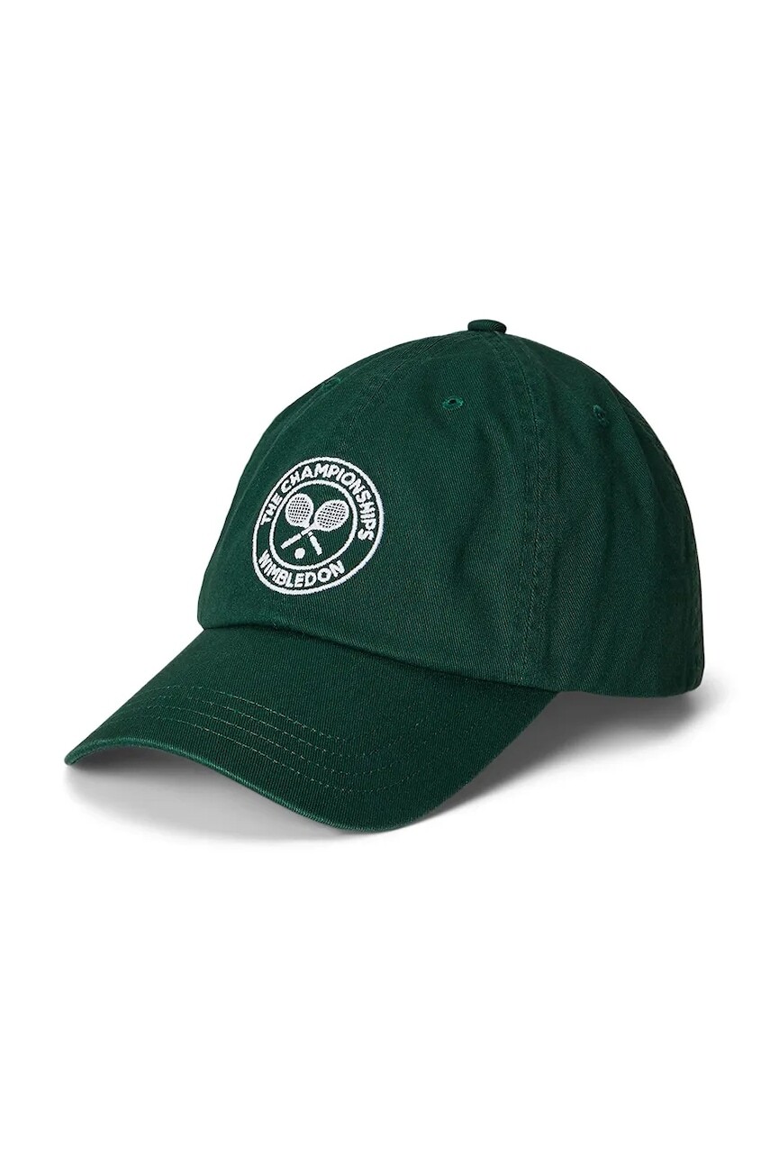 Detská bavlnená šiltovka Polo Ralph Lauren Wimbledon Collection zelená farba, s nášivkou, 323970405001