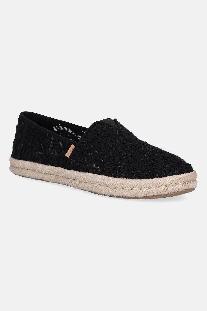 Espadrilky Toms CROCHET LACE čierna farba, 10021938