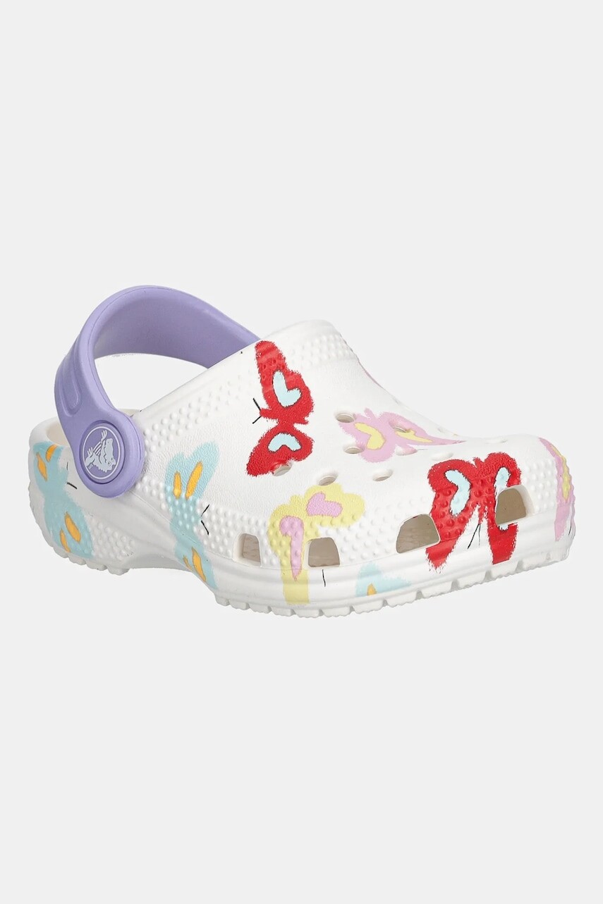 Detské šľapky Crocs CLASSIC BUTTERFLY GRAPHIC CLOG T biela farba, 211263