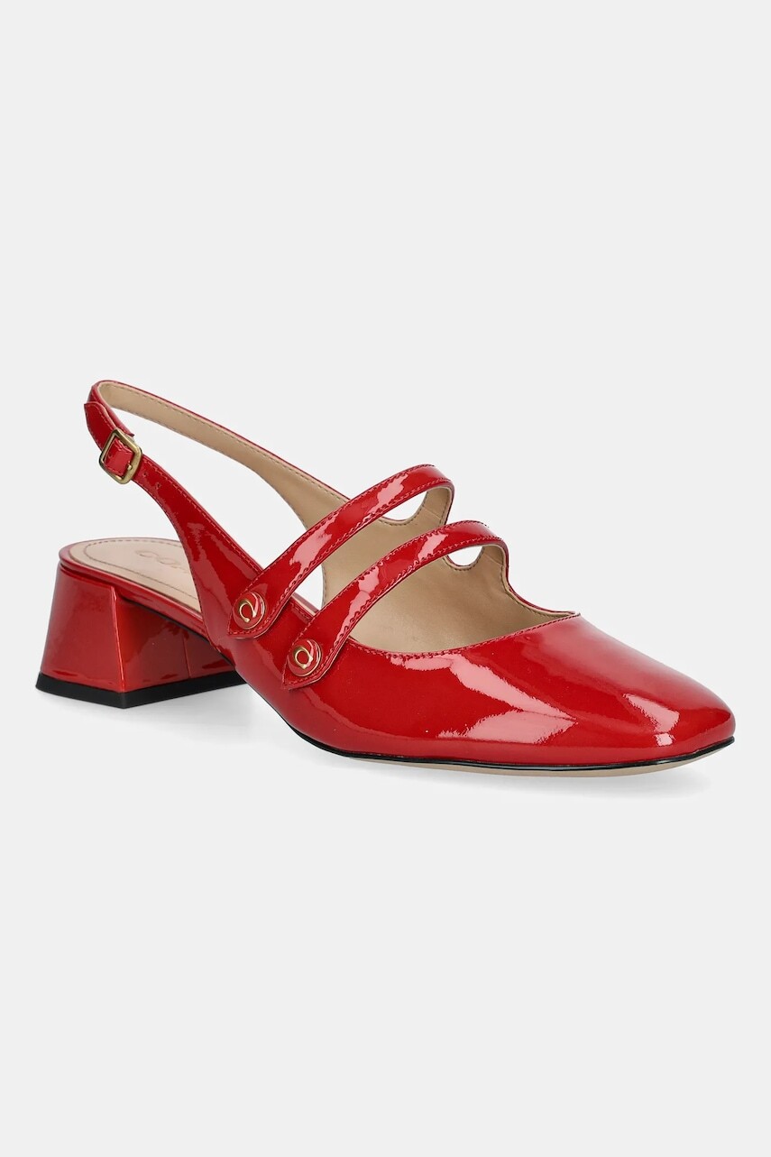 Kožené lodičky Coach Winley Slingback Mary Jane červená farba, na podpätku, s otvorenou pätou, CAS42