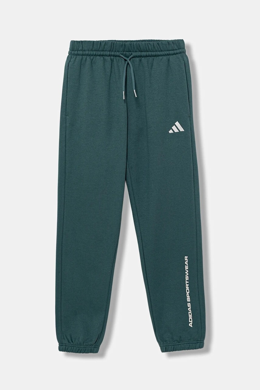 Detské tepláky adidas zelená farba, s potlačou, KC2777