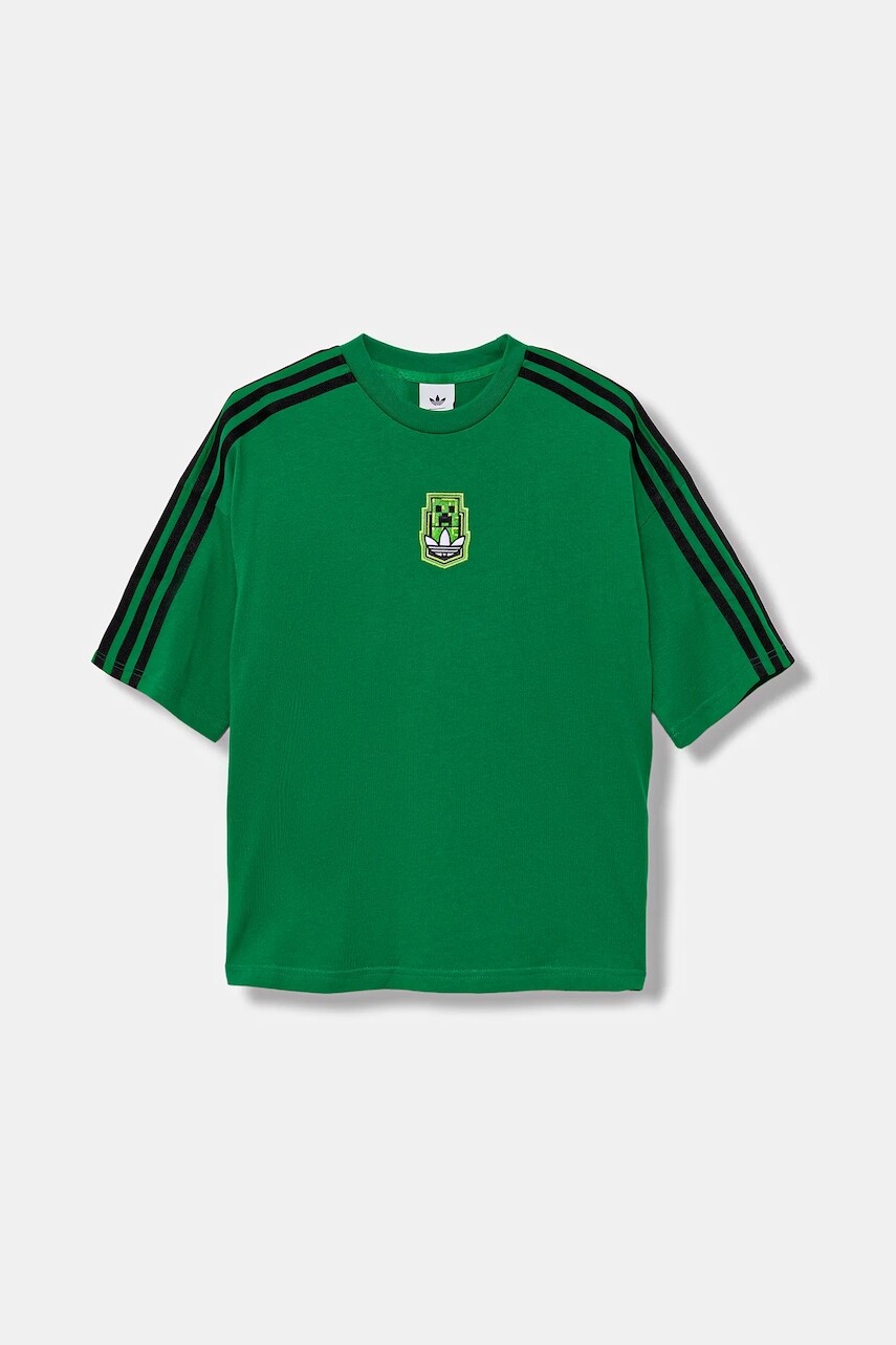 Detské bavlnené tričko adidas Originals MINECRAFT zelená farba, s potlačou, KD9829
