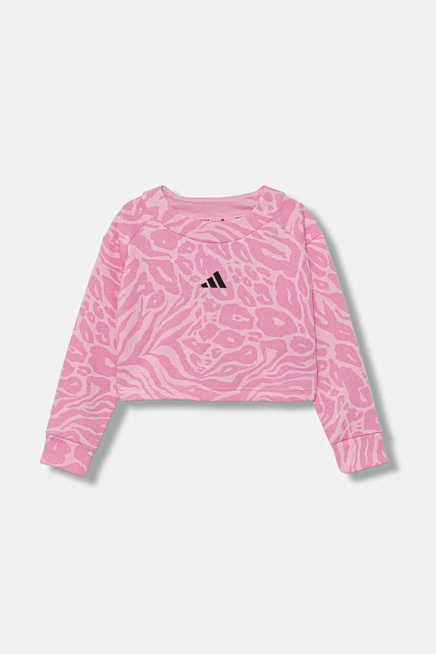 Detská mikina adidas ružová farba, vzorovaná, JW7541
