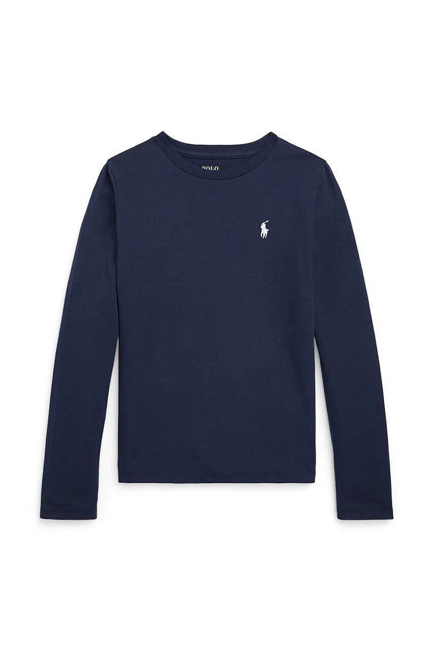 Detská bavlnená košeľa s dlhým rukávom Polo Ralph Lauren tmavomodrá farba, 313841122029