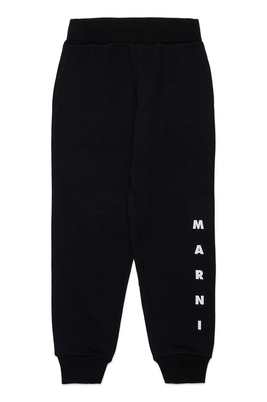 Detské tepláky Marni MP72U TROUSERS čierna farba, s potlačou, M01218