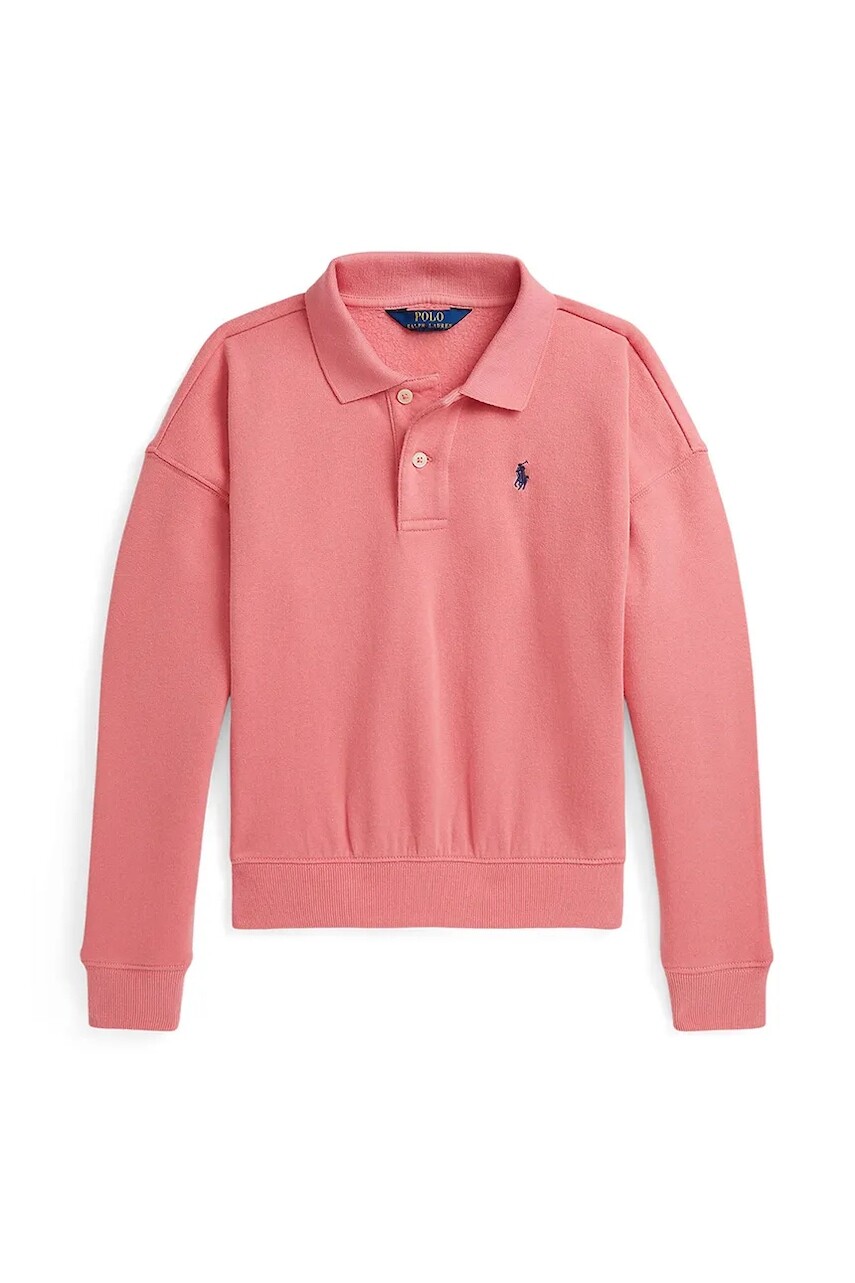 Detská bavlnená mikina Polo Ralph Lauren ružová farba, s potlačou, 313971115001