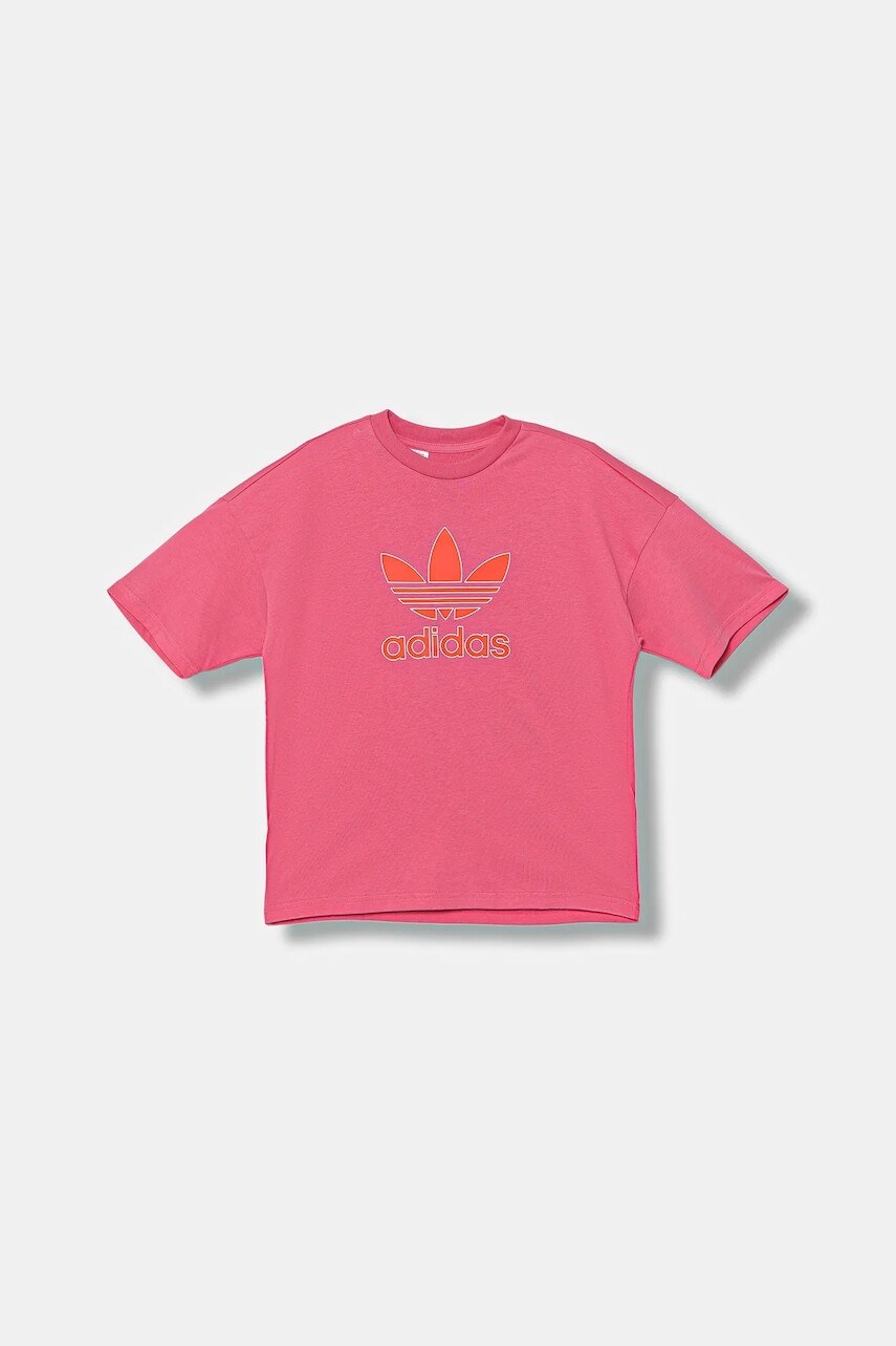 Detské bavlnené tričko adidas Originals ružová farba, s potlačou, JY1140