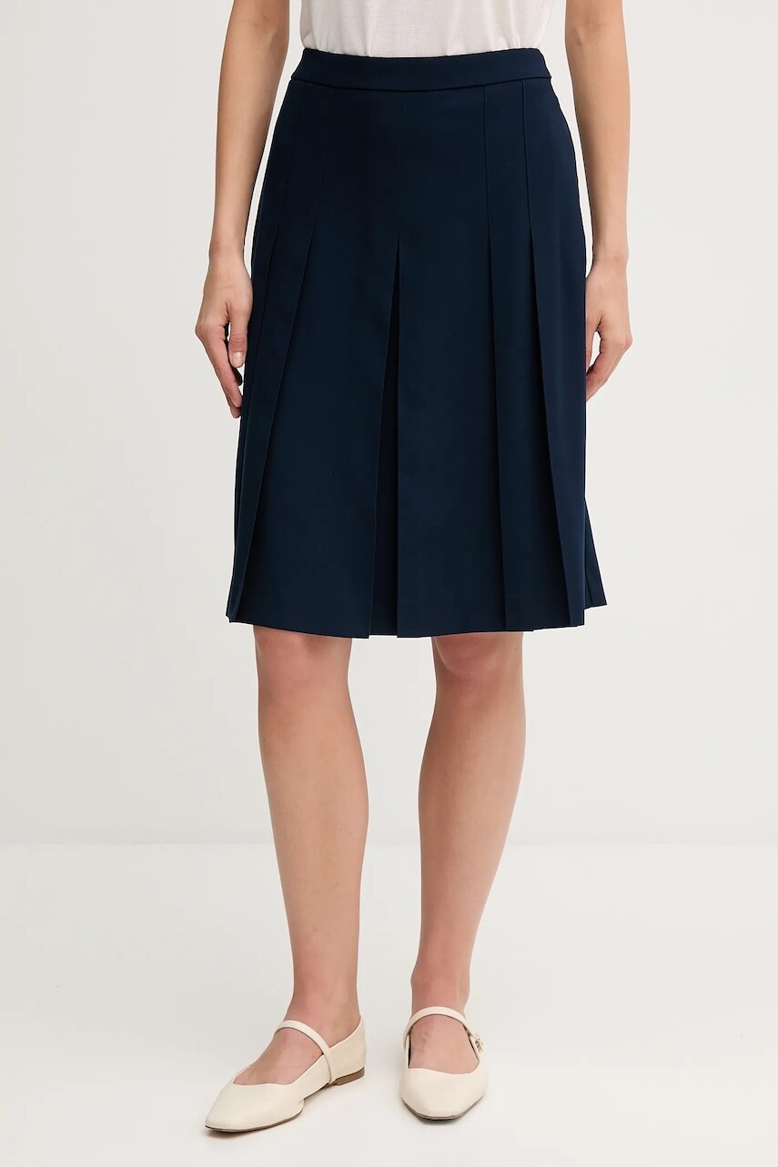 Sukňa Tommy Hilfiger tmavomodrá farba, mini, áčkový strih, WW0WW46796