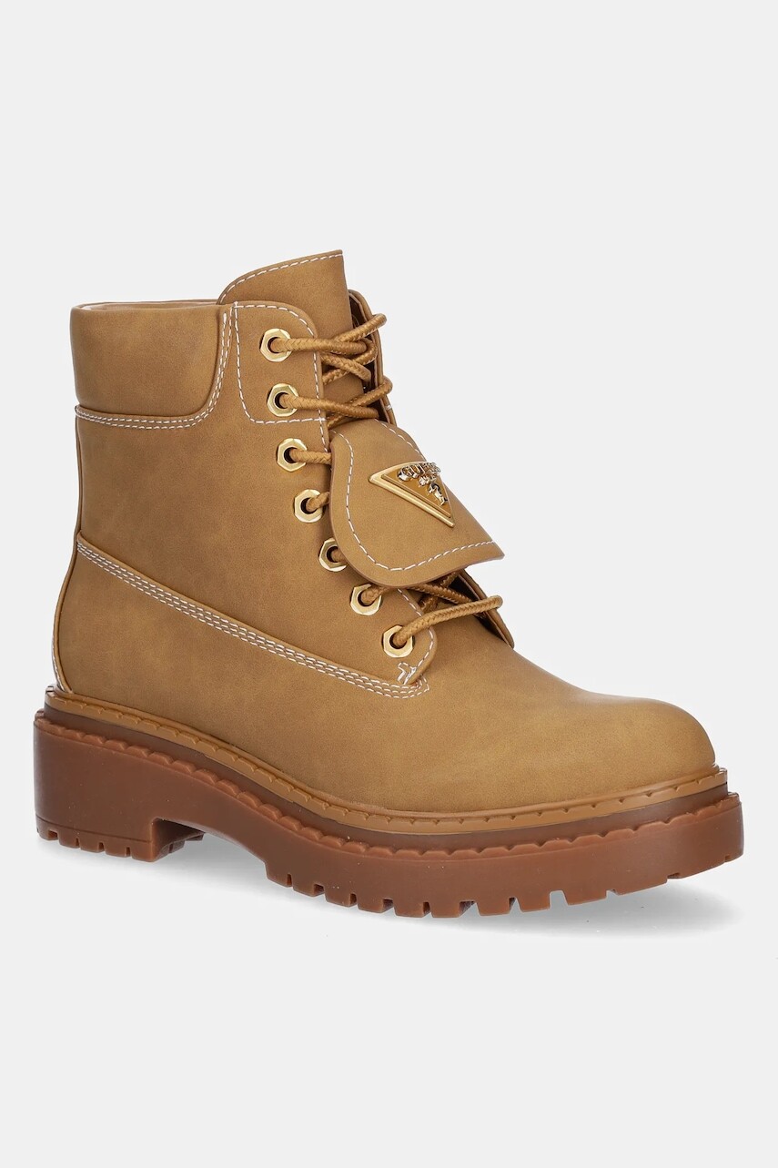 Workery Guess LEAVEY hnedá farba, na plochom podpätku, FLTLVY ELE10