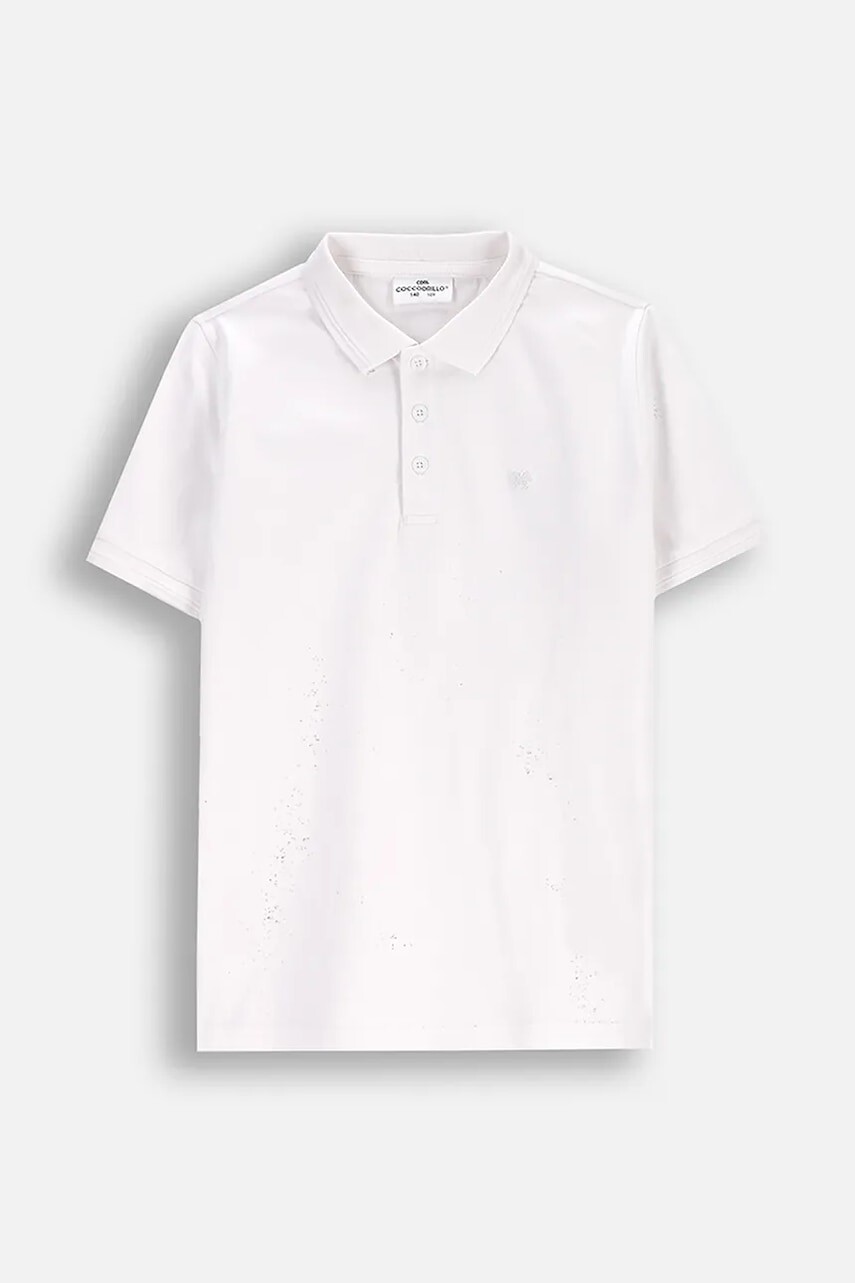 Detská bavlnená polokošeľa Coccodrillo biela farba, jednofarebná, BACK TO SCHOOL BOY
