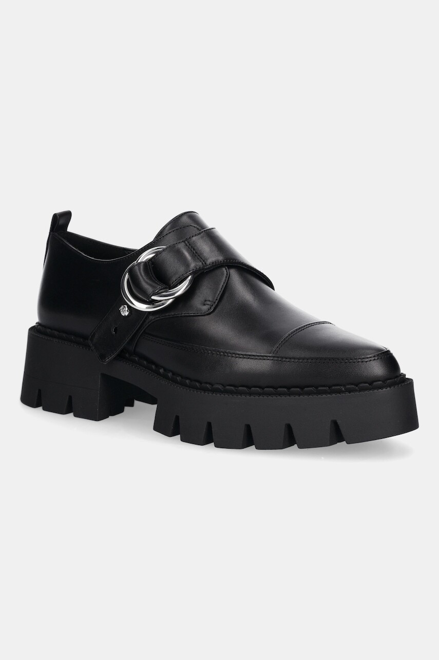 Kožené poltopánky MICHAEL Michael Kors Jaden čierna farba, na plochom podpätku, 40T5JDFP3L.001