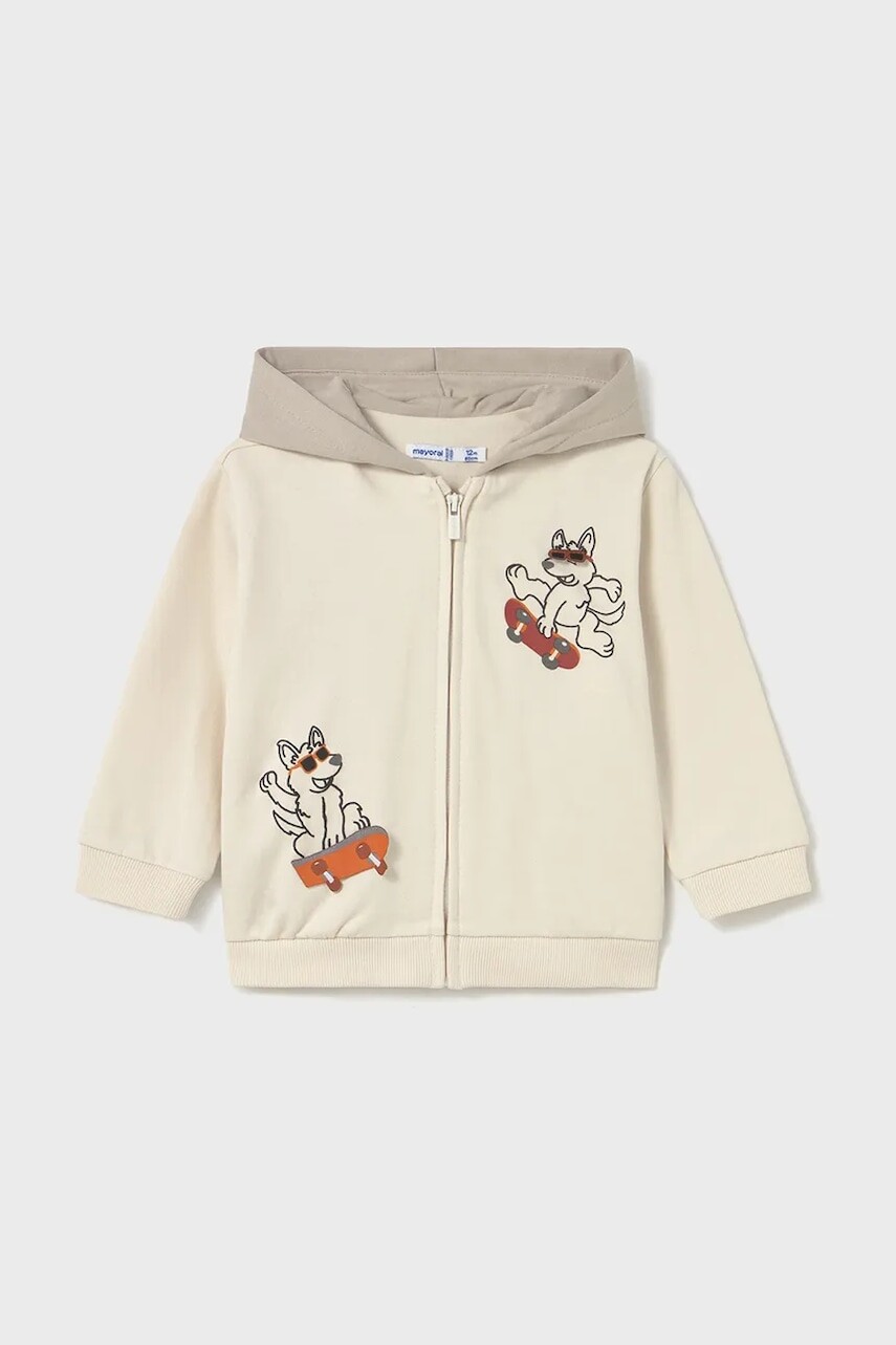 Mikina Mayoral béžová farba, s kapucňou, 2428