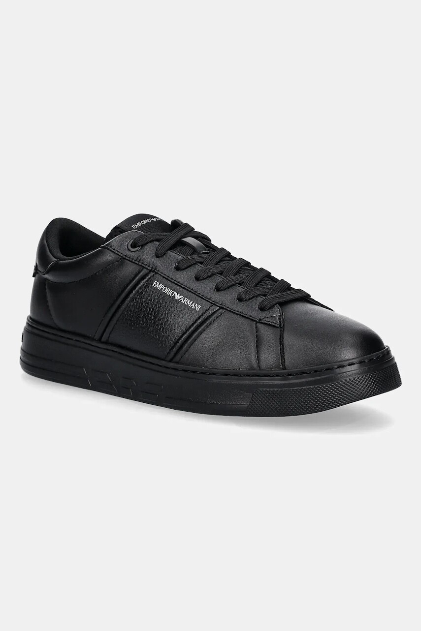 Kožené tenisky Emporio Armani čierna farba, EM003701 AF18017 MC005