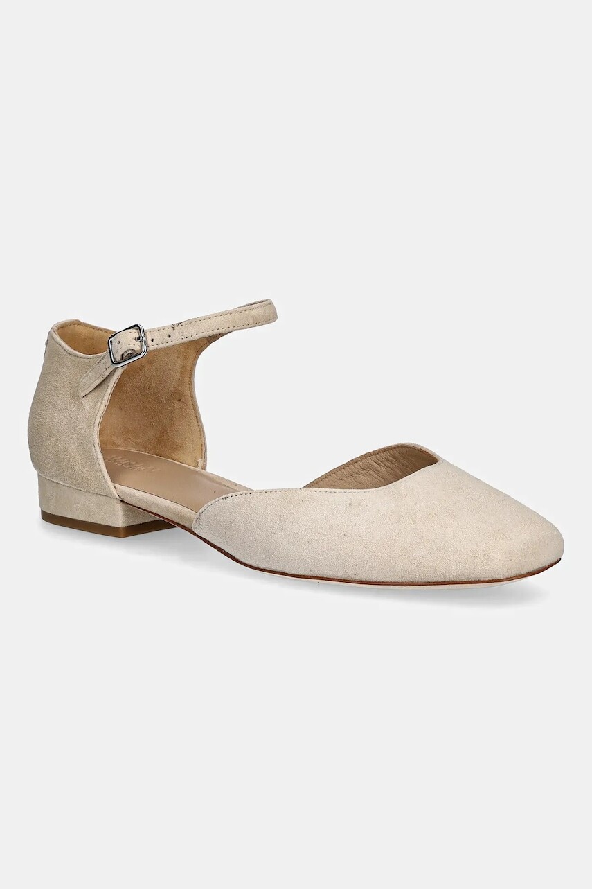 Semišové baleríny Lauren Ralph Lauren Emellie Mj béžová farba, 802974359001