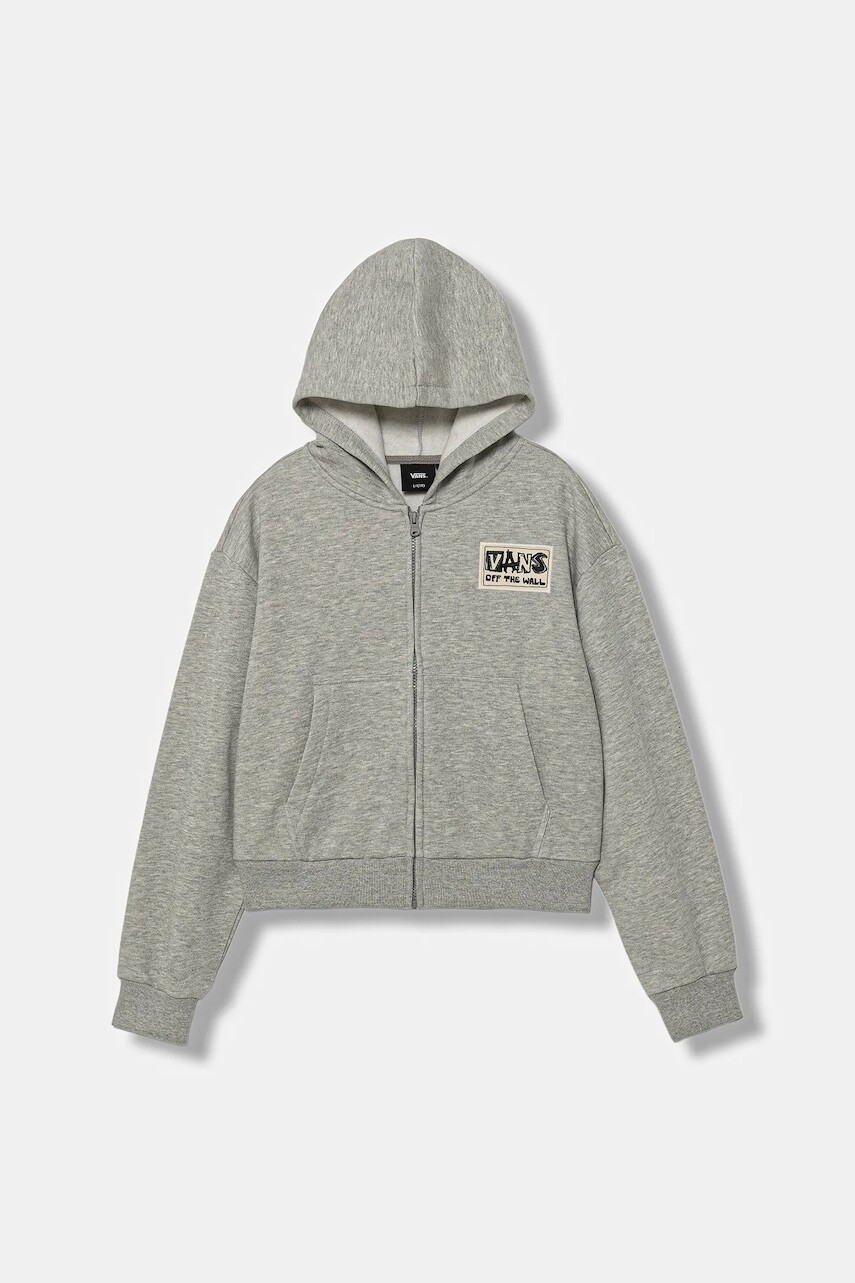 Detská mikina Vans Van-Archy Label Zip šedá farba, s kapucňou, s nášivkou, VN000PPJ02F1