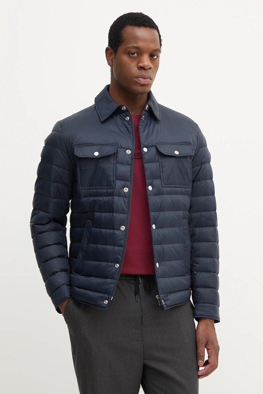 Páperová bunda BOSS tmavomodrá farba, prechodná, 50540456