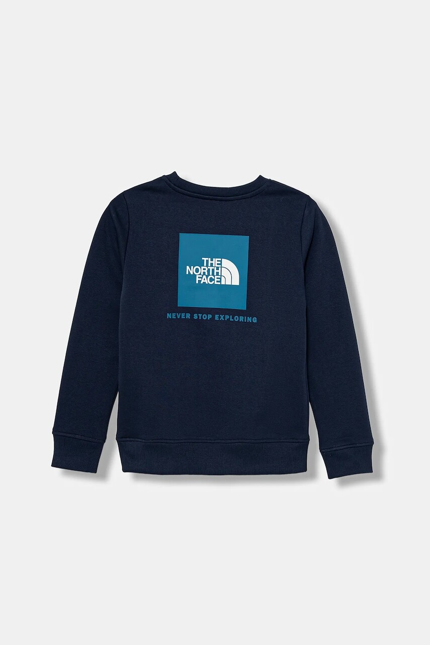Detská mikina The North Face TEEN BOX NSE REGULAR CREW tmavomodrá farba, s potlačou, NF0A89H7DIA1