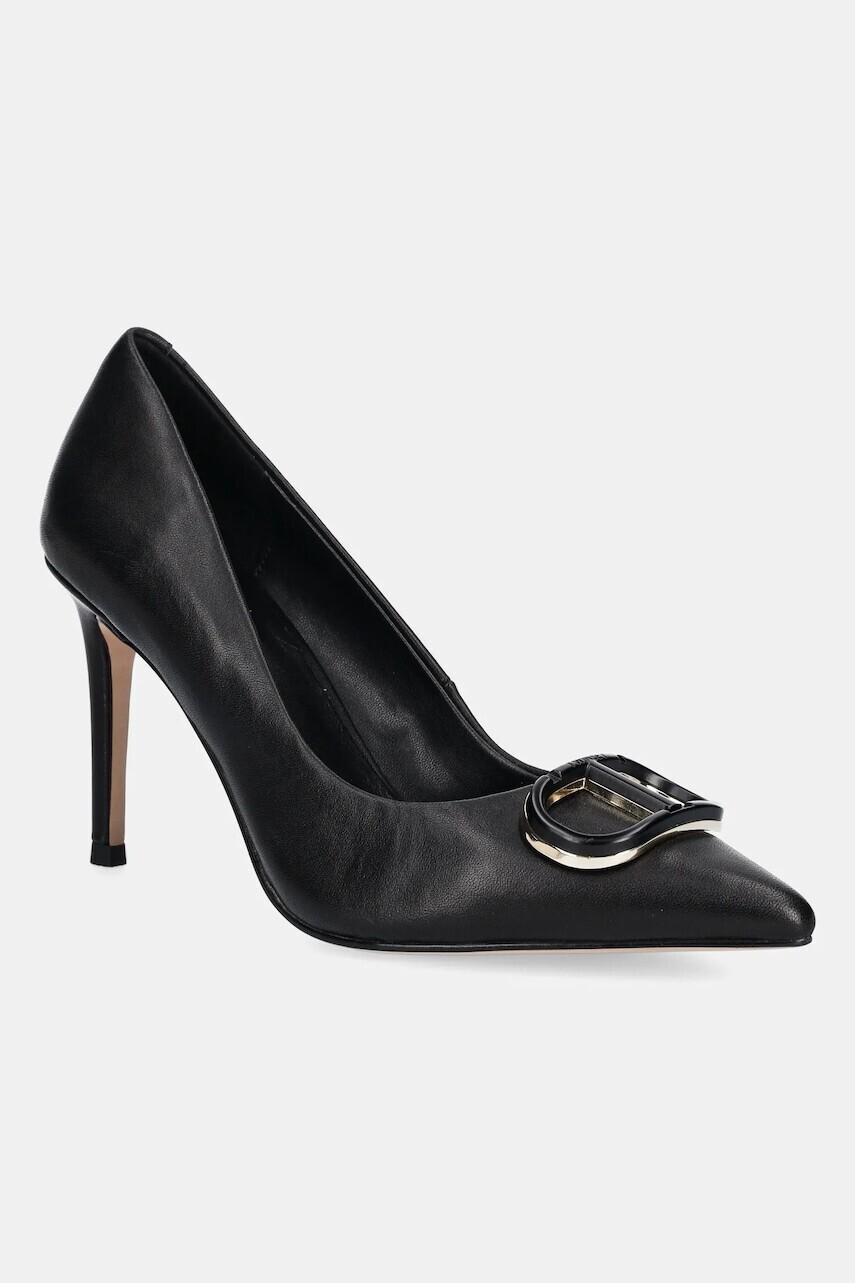 Kožené lodičky Twinset čierna farba, 252TCP032