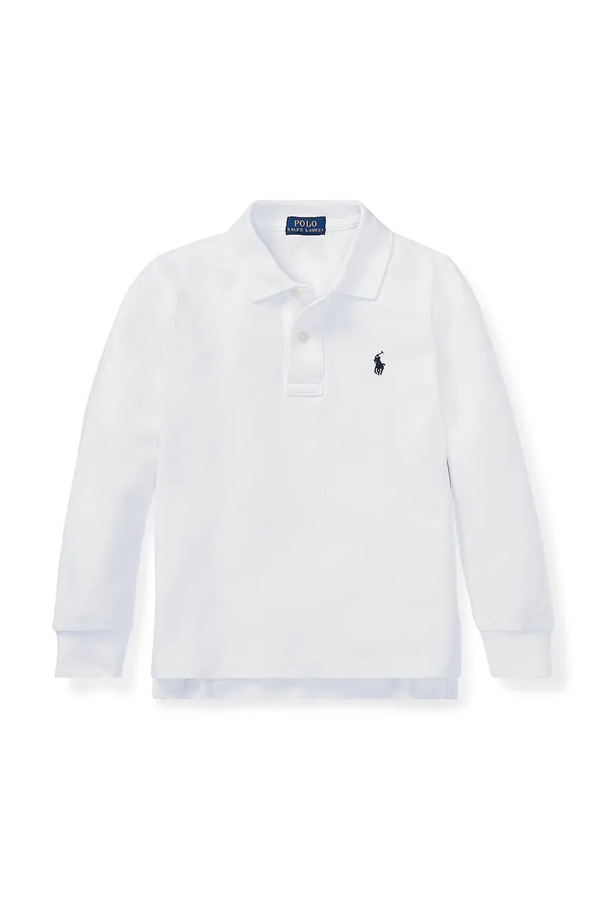 Detská bavlnená košeľa s dlhým rukávom Polo Ralph Lauren biela farba, jednofarebná, 322703634013