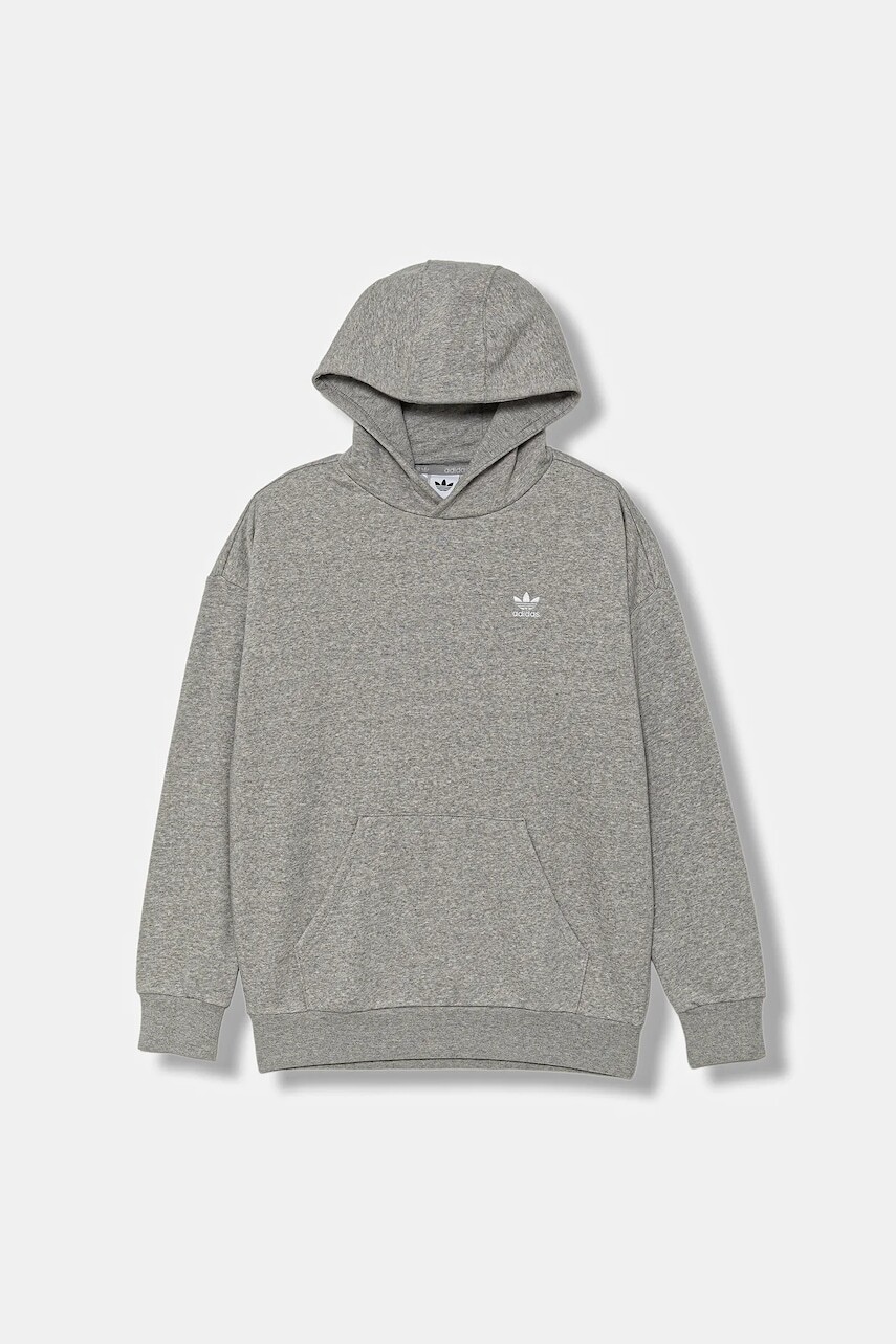 Detská mikina adidas Originals šedá farba, s kapucňou, melanžová, JX2797