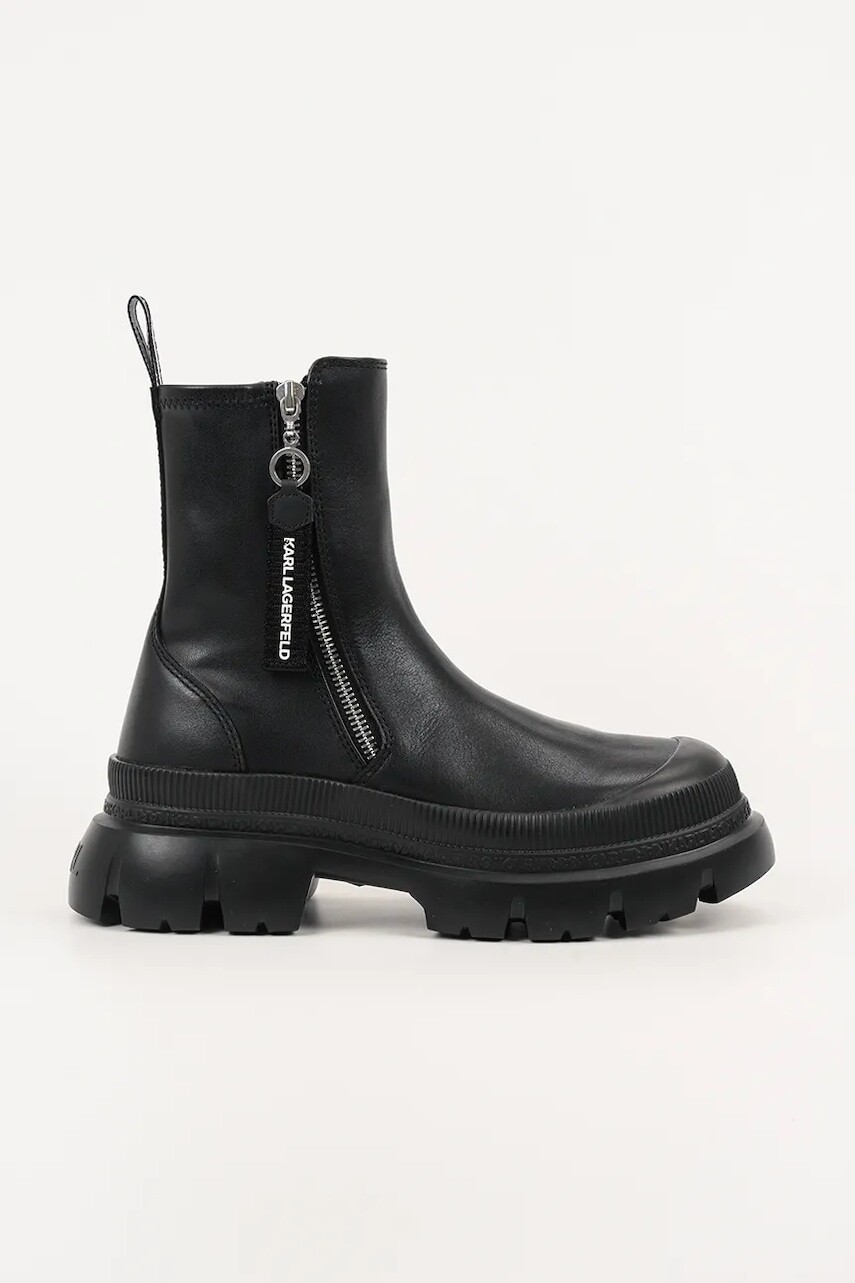 Topánky chelsea Karl Lagerfeld TREKKA MAX čierna farba, na plochom podpätku, KL43565