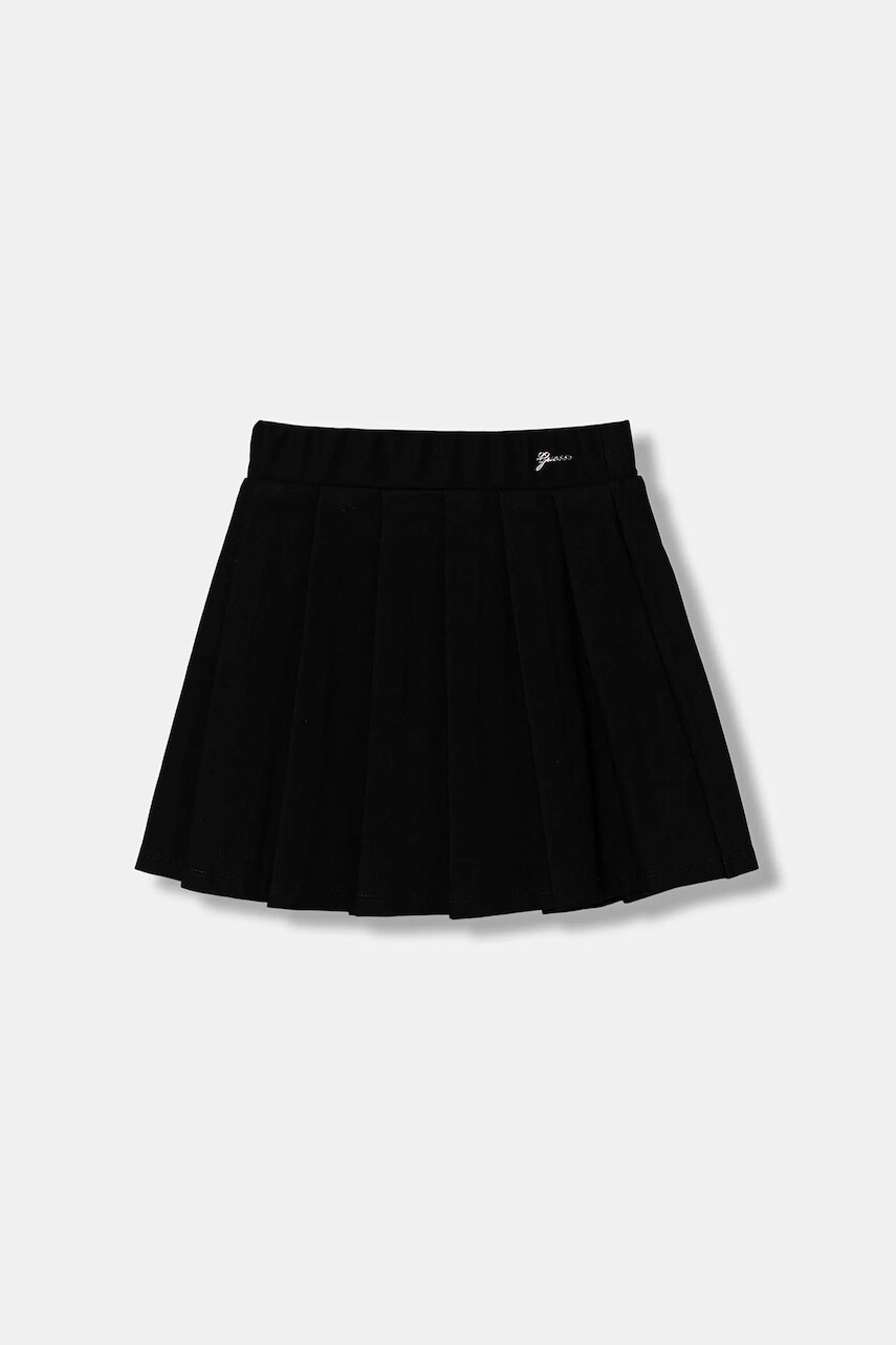 Dievčenská sukňa Guess čierna farba, mini, áčkový strih, J5YD01 KAUH0